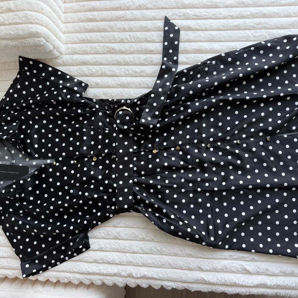 French Connection Black and White Polka Dot Blouse